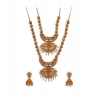 Dropship Women's Stunning Temple Jewellery Set (Red And Green, Free Size)
