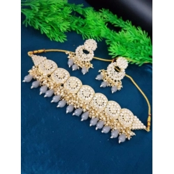 Women's Necklace Chowker Set (Grey, Free Size)