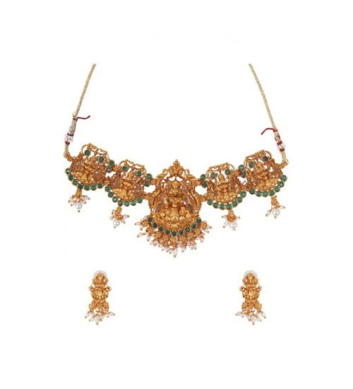 Women's Elegent Temple Jewellery Set (Green, Free Size)