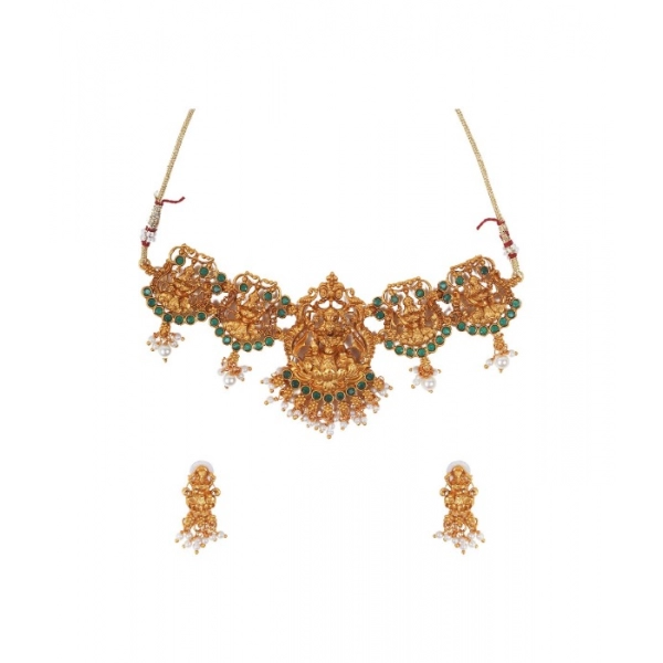 Dropship Women's Elegent Temple Jewellery Set (Green, Free Size)