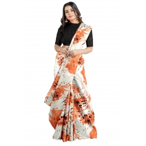 Generic Women's Joya Silk Saree with Blouse (Orange, 5-6 Mtrs)
