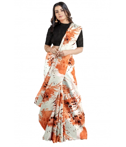 Women's Joya Silk Saree with Blouse (Orange, 5-6 Mtrs)