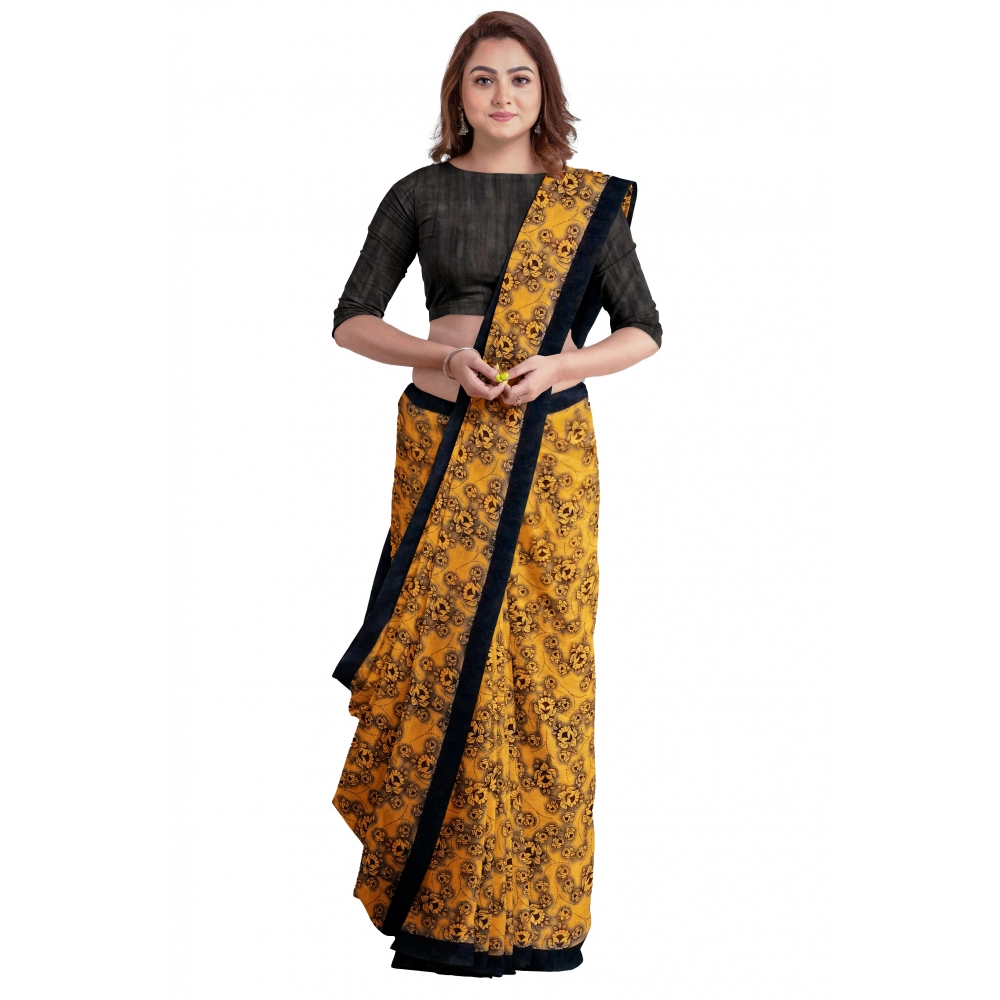 Generic Women's Super Line Saree with Blouse (Orange, 5-6 Mtrs)