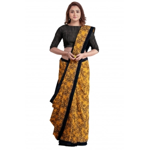 Generic Women's Super Line Saree with Blouse (Orange, 5-6 Mtrs)
