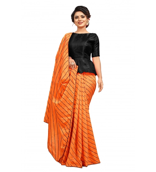 Women's Vichitra Saree with Blouse (Orange, 5-6 Mtrs)