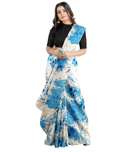 Women's Joya Silk Saree with Blouse (Sky, 5-6 Mtrs)