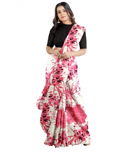 Women's Joya Silk Saree with Blouse (Pink, 5-6 Mtrs)