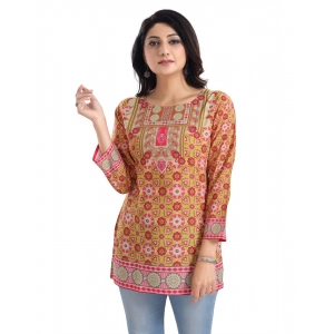 Generic Women's 3/4th Sleeve Faux Crepe Tunic Short Top (Multicolor)