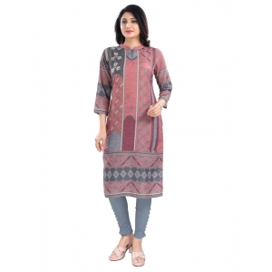Generic Women's 3/4th Sleeve Masleen Tunic Long Kurti (Coral)