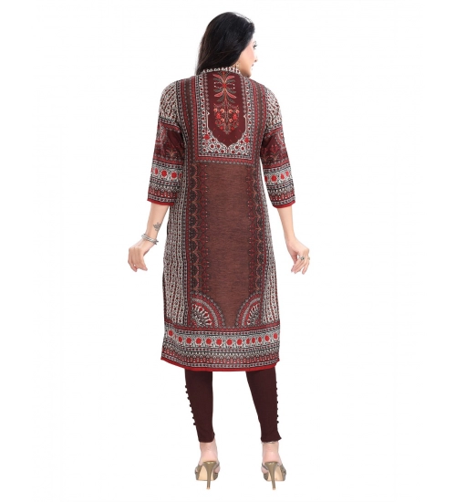 Women's 3/4th Sleeve Masleen Tunic Long Kurti (Brown)