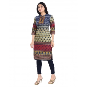 Generic Women's 3/4th Sleeve Cotton Blend Tunic Long Kurti (Multicolor)