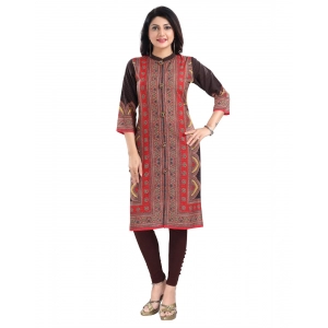 Generic Women's 3/4th Sleeve Cotton Blend Tunic Long Kurti (Multicolor)