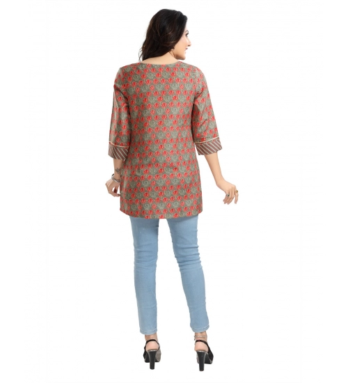 Women's 3/4th Sleeve Viscose Blend Tunic Short Top (Multicolor)