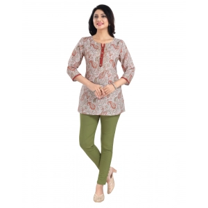 Generic Women's 3/4th Sleeve Viscose Blend Tunic Short Top (Off White)