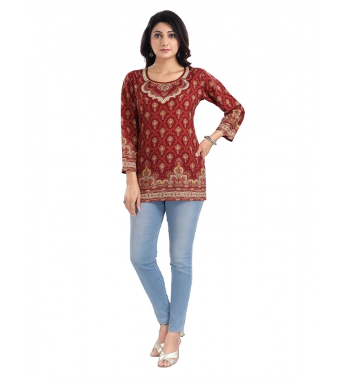 Women's 3/4th Sleeve Summer Cool Tunic Short Top (Red)