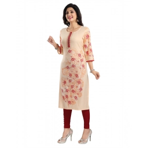 Generic Women's 3/4th Sleeve Viscose Blend Tunic Long Kurti (Pink)
