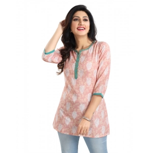 Generic Women's 3/4th Sleeve Viscose Blend Tunic Short Top (Orange)