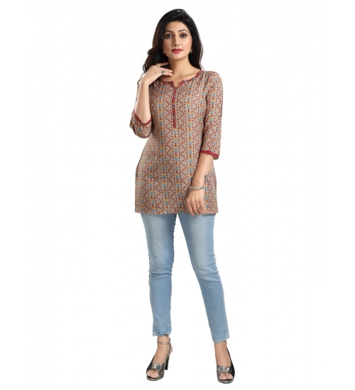 Women's 3/4th Sleeve Viscose Blend Tunic Short Top (Multicolor)