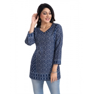 Generic Women's 3/4th Sleeve Summer Cool Tunic Short Top (Blue)