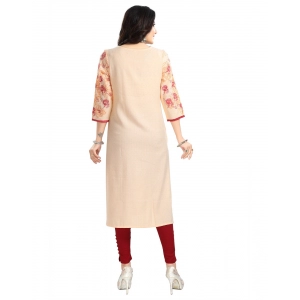 Generic Women's 3/4th Sleeve Viscose Blend Tunic Long Kurti (Pink)