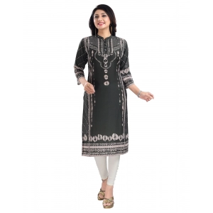 Generic Women's 3/4th Sleeve Masleen Tunic Long Kurti (Olive Green)