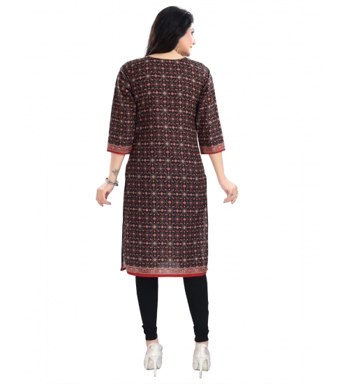 Women's 3/4th Sleeve Cotton Blend Tunic Long Kurti (Brown)