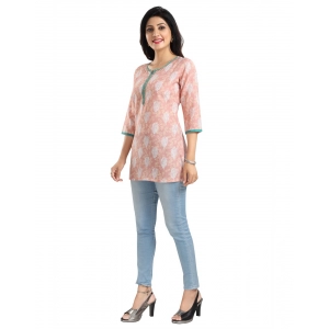 Generic Women's 3/4th Sleeve Viscose Blend Tunic Short Top (Orange)