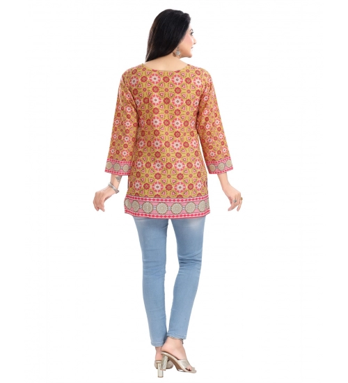 Women's 3/4th Sleeve Faux Crepe Tunic Short Top (Multicolor)