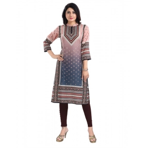 Generic Women's 3/4th Sleeve Masleen Tunic Long Kurti (Peach)