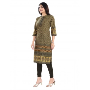 Generic Women's 3/4th Sleeve Cotton Blend Tunic Long Kurti (Yellow)