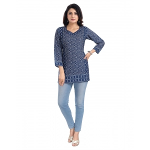 Generic Women's 3/4th Sleeve Summer Cool Tunic Short Top (Blue)