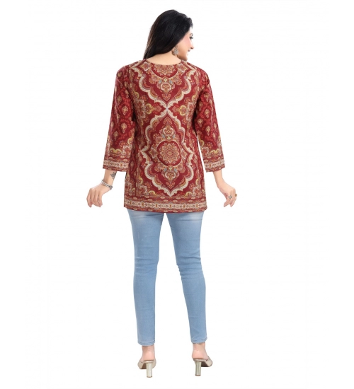 Women's 3/4th Sleeve Summer Cool Tunic Short Top (Red)