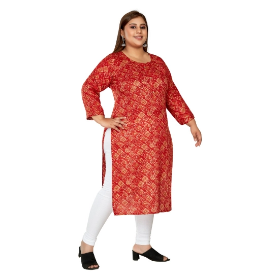 Women's Casual 3/4th Sleeve Golden Foil Printed Capsule Cotton Straight Kurti (Red) Women's Casual 3/4th Sleeve Golden Foil Printed Capsule Cotton Straight Kurti (Red)