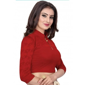 Generic Women's 3/4 th Sleeve Cotton Lycra Readymade Blouse (Maroon, Free Size)