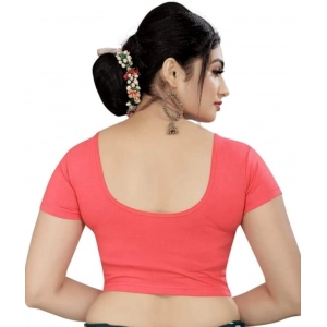 Generic Women's Short Sleeve Cotton Lycra Readymade Blouse (Peach, Free Size)