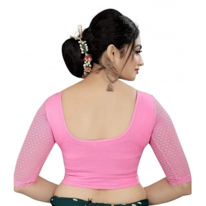 Generic Women's 3/4 th Sleeve Cotton Lycra Readymade Blouse (Baby Pink, Free Size)