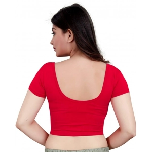 Generic Women's Short Sleeve Cotton Lycra Readymade Blouse (Red, Free Size)