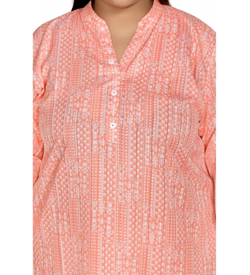 Women's Casual 3/4th Sleeve Imported Synthetix Full printed Straight Kurti (Corel Pink)