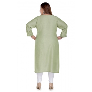 Generic Women's Casual 3/4th Sleeve Imported Fabric Self Embroidered Straight Kurti With Lining (Pista Green)