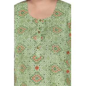 Generic Women's Casual 3/4th Sleeve Rayon Golden Foil Printed Straight Kurti (Pista Green)