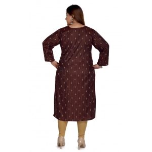 Generic Women's Casual 3/4th Sleeve Cotton Mix Golden Embroidered Straight Kurti (Maroon)