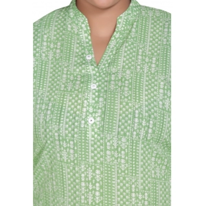 Generic Women's Casual 3/4th Sleeve Imported Synthetix Full printed Straight Kurti (Pista Green)