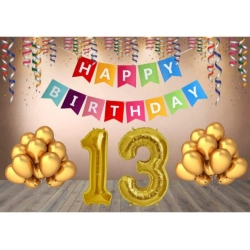 13Th Happy Birthday Decoration Combo With Multi Color Banner (Multicolor)