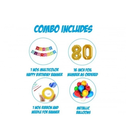 7Th Happy Birthday Decoration Combo With Multi Color Banner (Multicolor)
