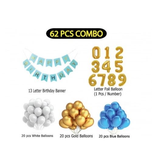 3Rd Year Decoration Kit For Boy And Girl With Banner And Balloons (Blue)