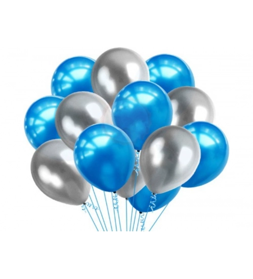 4Th Happy Birthday Decoration Combo With Foil And Star Balloons (Blue, Silver)