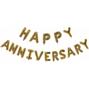 Generic Happy Anniversary Alphabet Foil Balloon Combo With Bottle And Cheersglass Balloons (Multicolor)