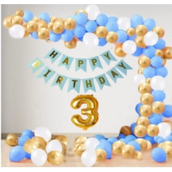 3Rd Year Decoration Kit For Boy And Girl With Banner And Balloons (Blue)