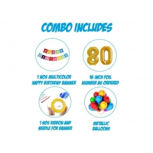 Generic 12Th Happy Birthday Decoration Combo With Multi Color Banner (Multicolor)