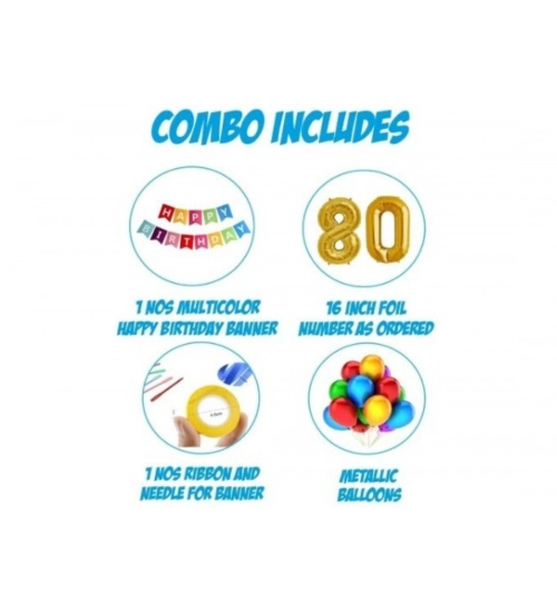 3Rd Happy Birthday Decoration Combo With Multi Color Banner (Multicolor)